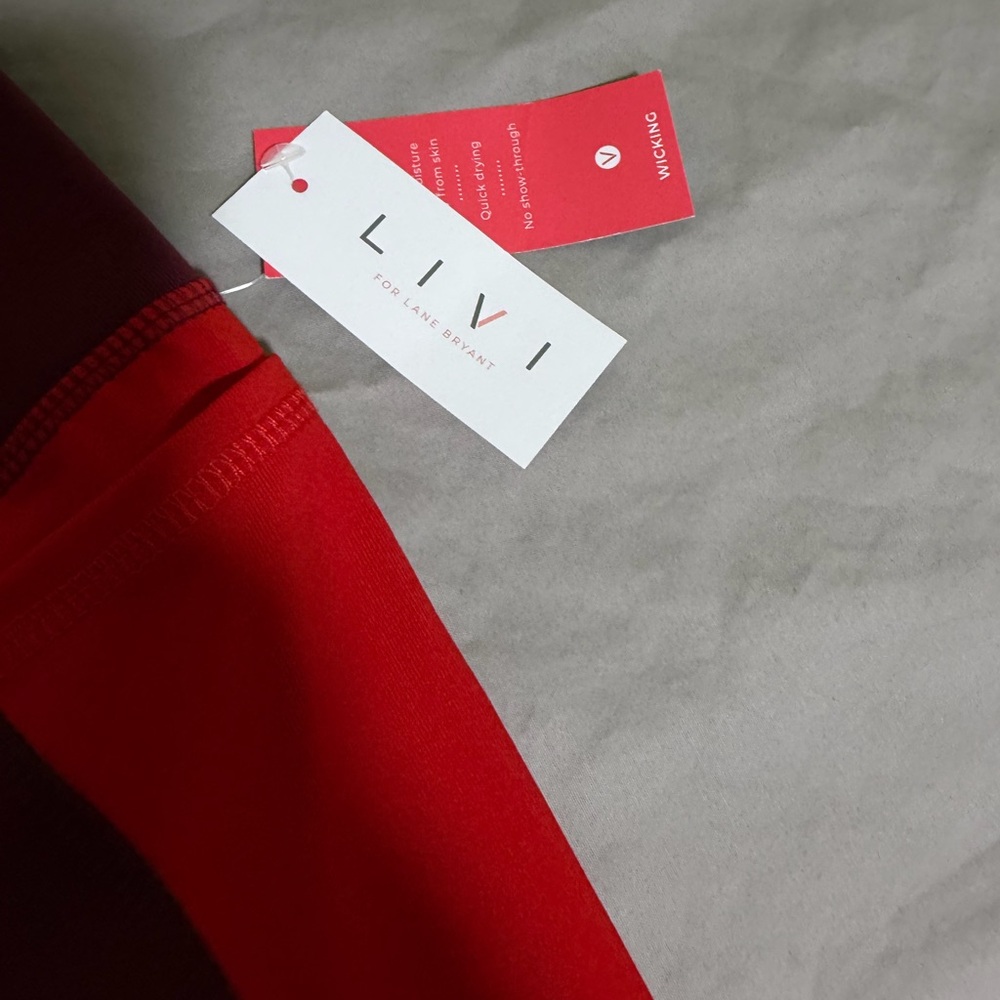 NWT Lane Bryant LIVI Wicking 7/8 Leggings – Burgundy & Red Color Block 18/20 - Picture 7 of 7